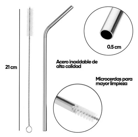 Image of Sorbetes de Acero Inoxidable con Cañita de limpieza